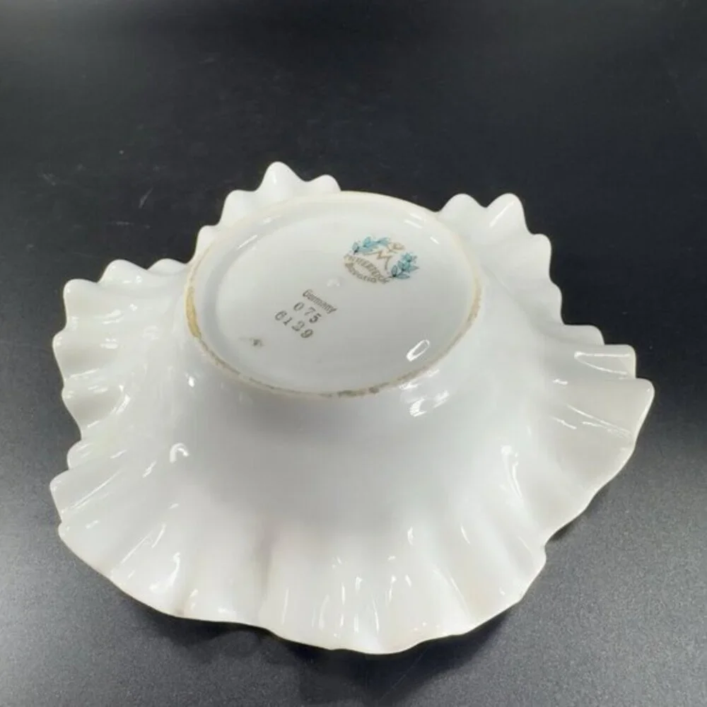 Mitterteich Bavaria Germany Fine Porcelain Dish Plate Trinket Holder Ruffled VTG